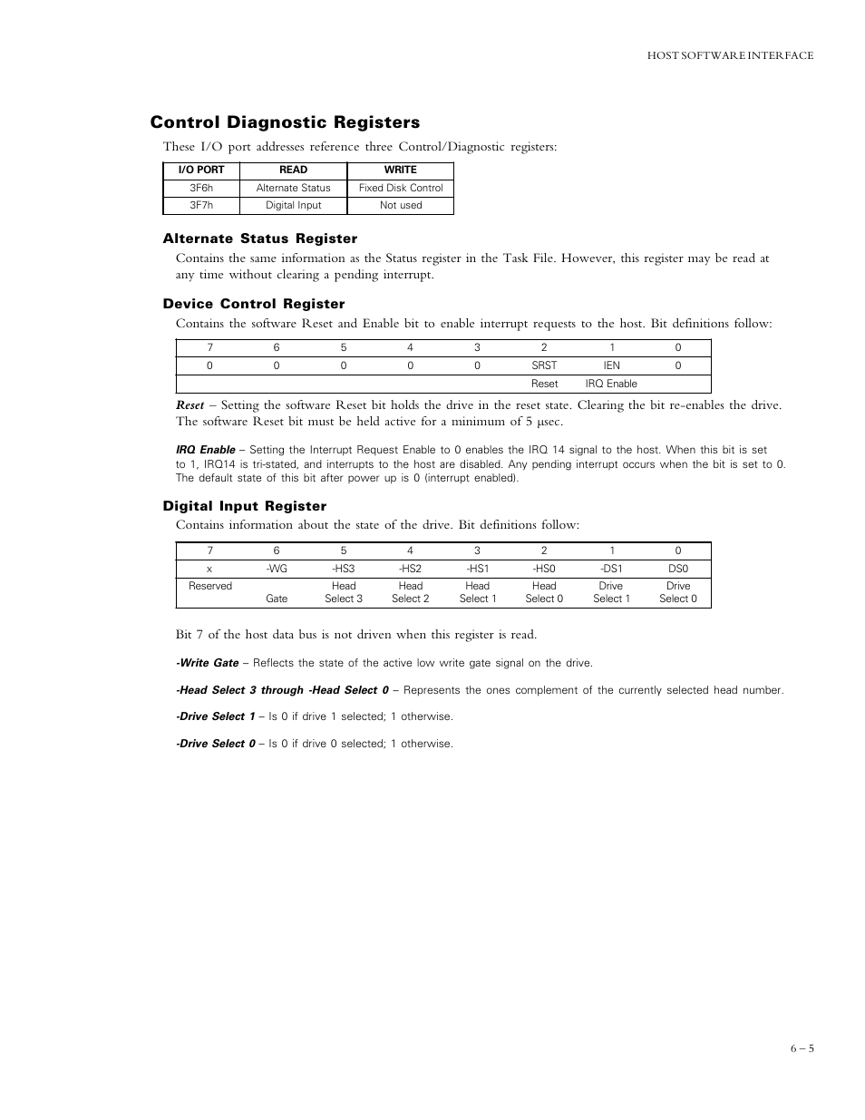 Control diagnostic registers | Maxtor DIAMONDMAXTM PLUS 5120 92048D8 User Manual | Page 47 / 71