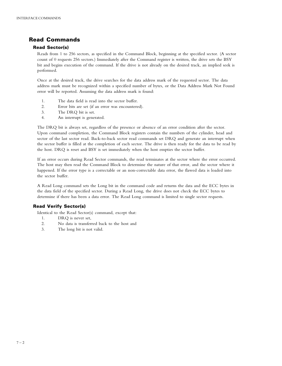Read commands | Maxtor DIAMONDMAXTM PLUS 5120 92048D8 User Manual | Page 50 / 71
