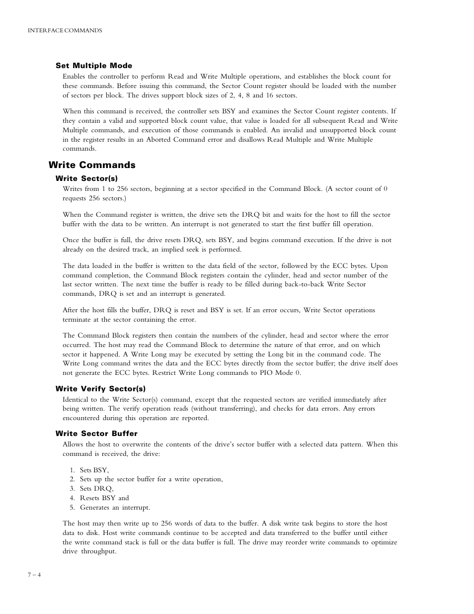Write commands | Maxtor DIAMONDMAXTM PLUS 5120 92048D8 User Manual | Page 52 / 71