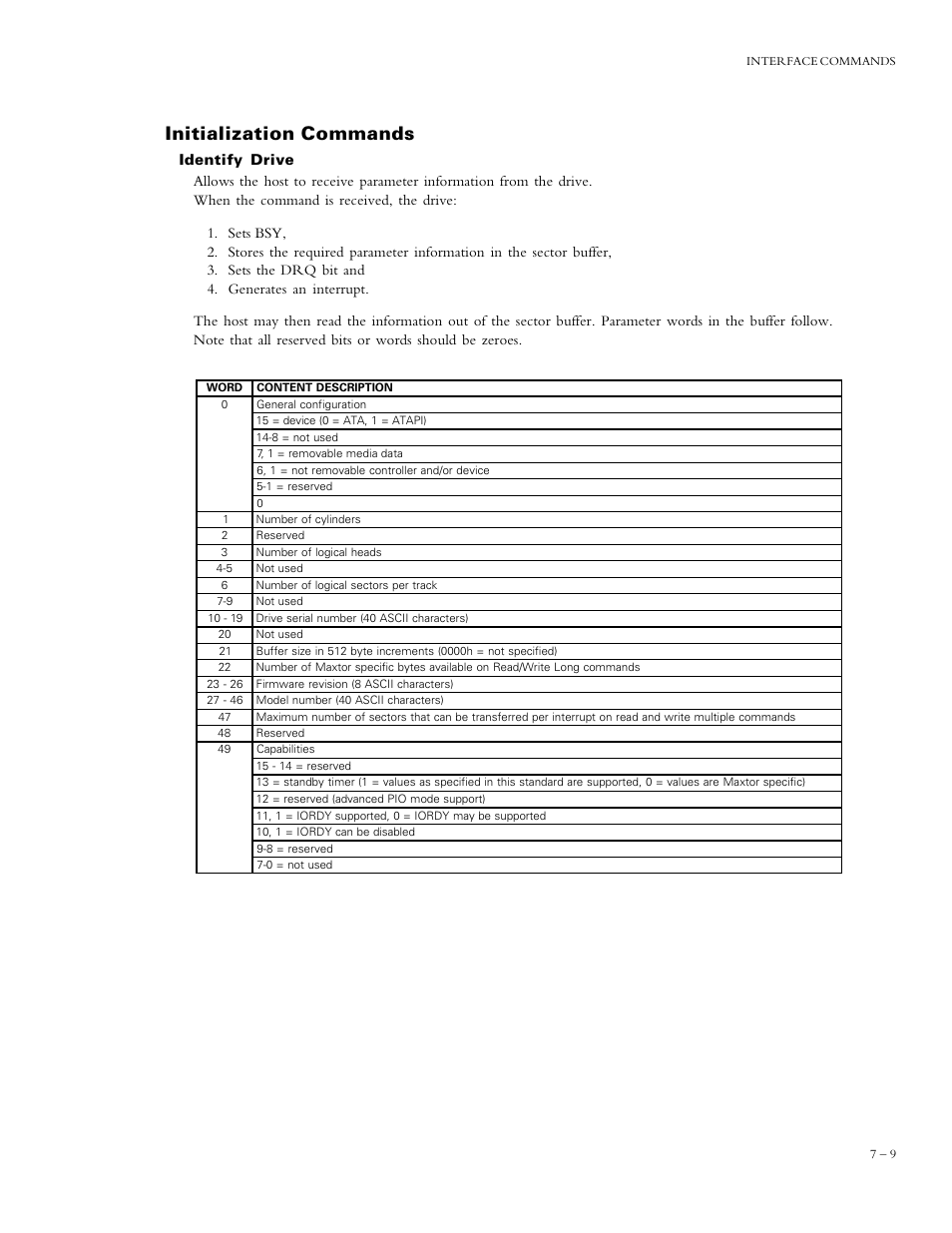 Initialization commands | Maxtor DIAMONDMAXTM PLUS 5120 92048D8 User Manual | Page 57 / 71
