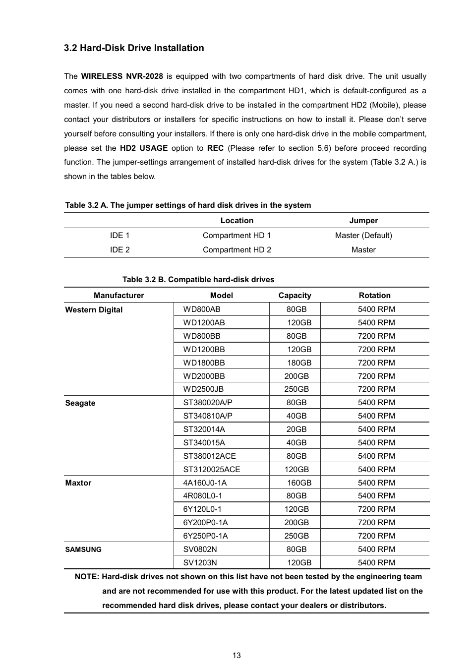 2 hard-disk drive installation | Maxtor NVR-2028 User Manual | Page 15 / 91