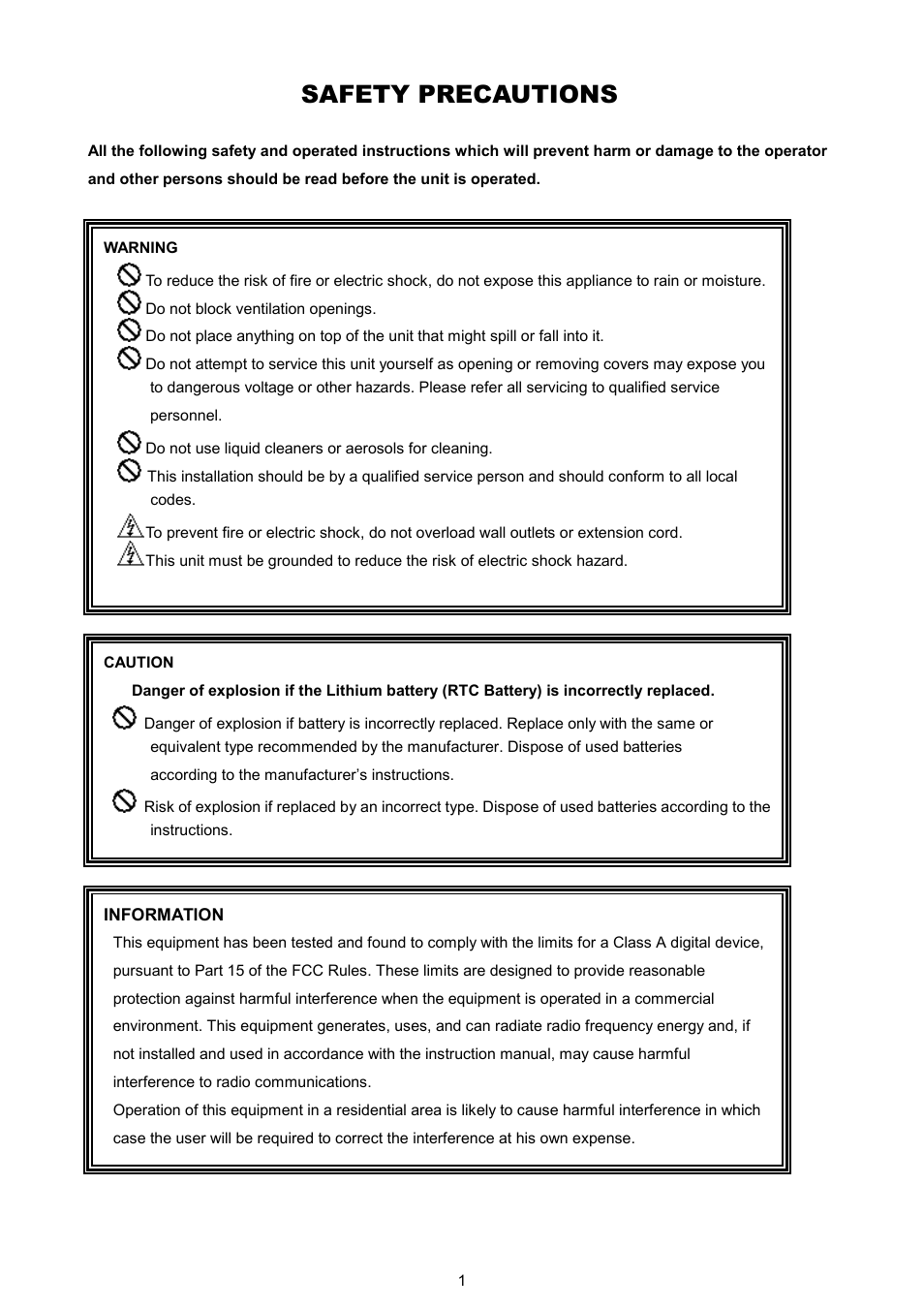 Safety precautions | Maxtor NVR-2028 User Manual | Page 3 / 91