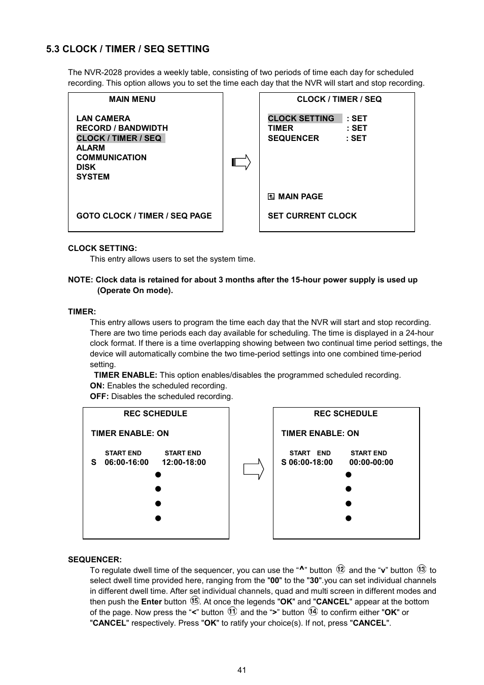 3 clock / timer / seq setting | Maxtor NVR-2028 User Manual | Page 43 / 91