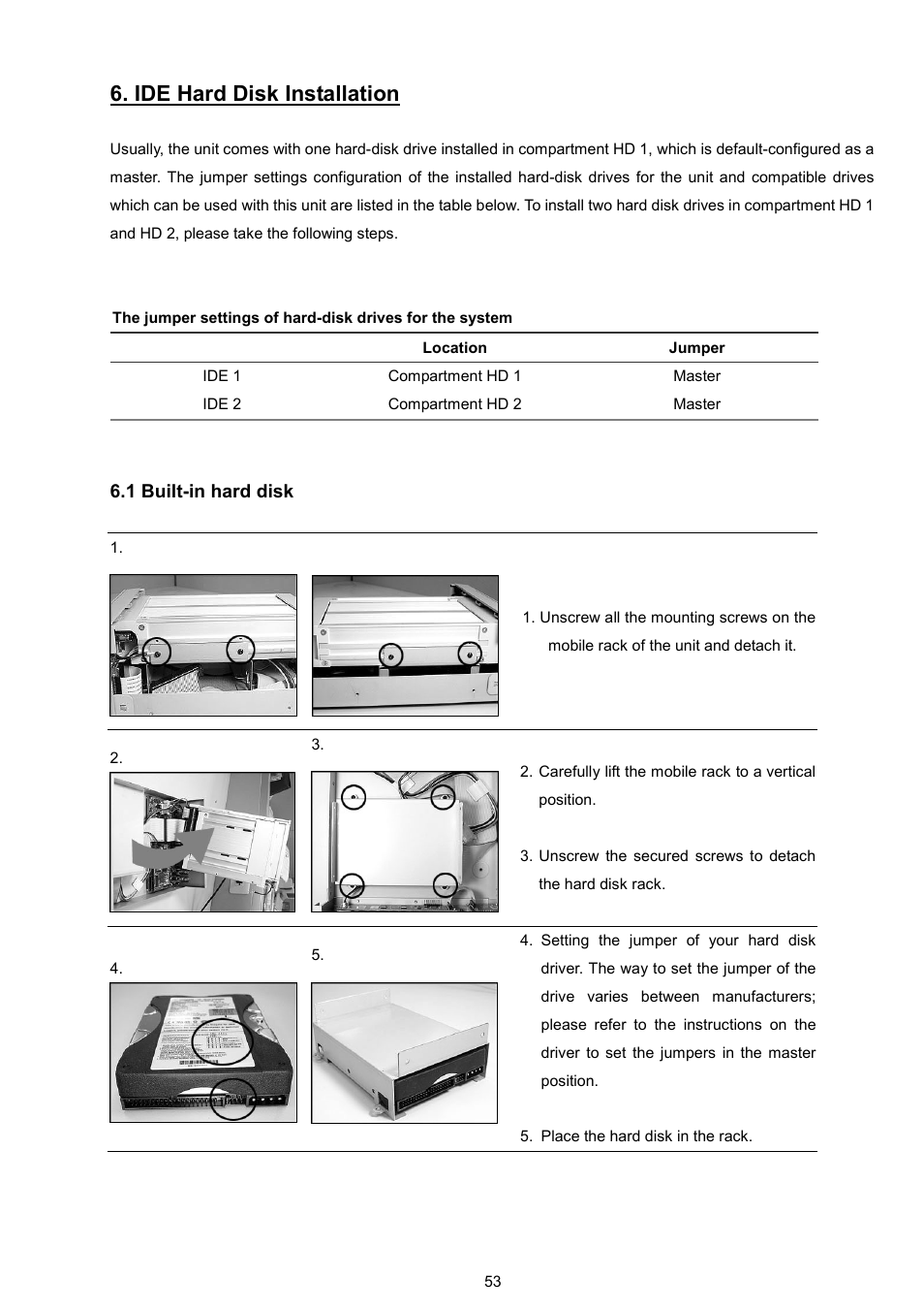 Ide hard disk installation, 1 built-in hard disk | Maxtor NVR-2028 User Manual | Page 55 / 91