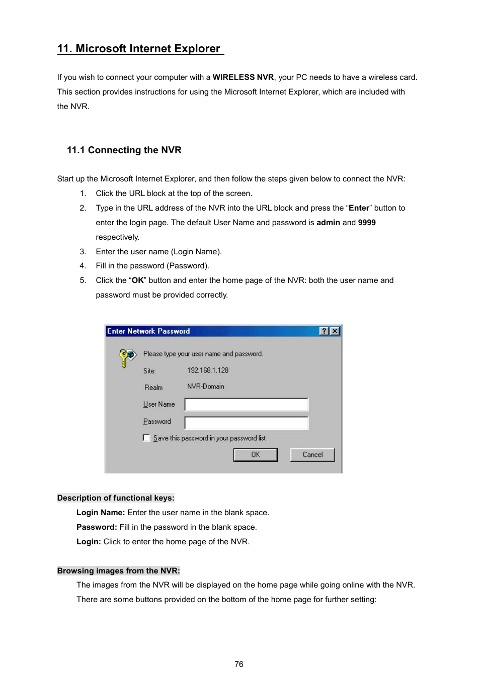 Microsoft internet explorer, 1 connecting the nvr | Maxtor NVR-2028 User Manual | Page 78 / 91