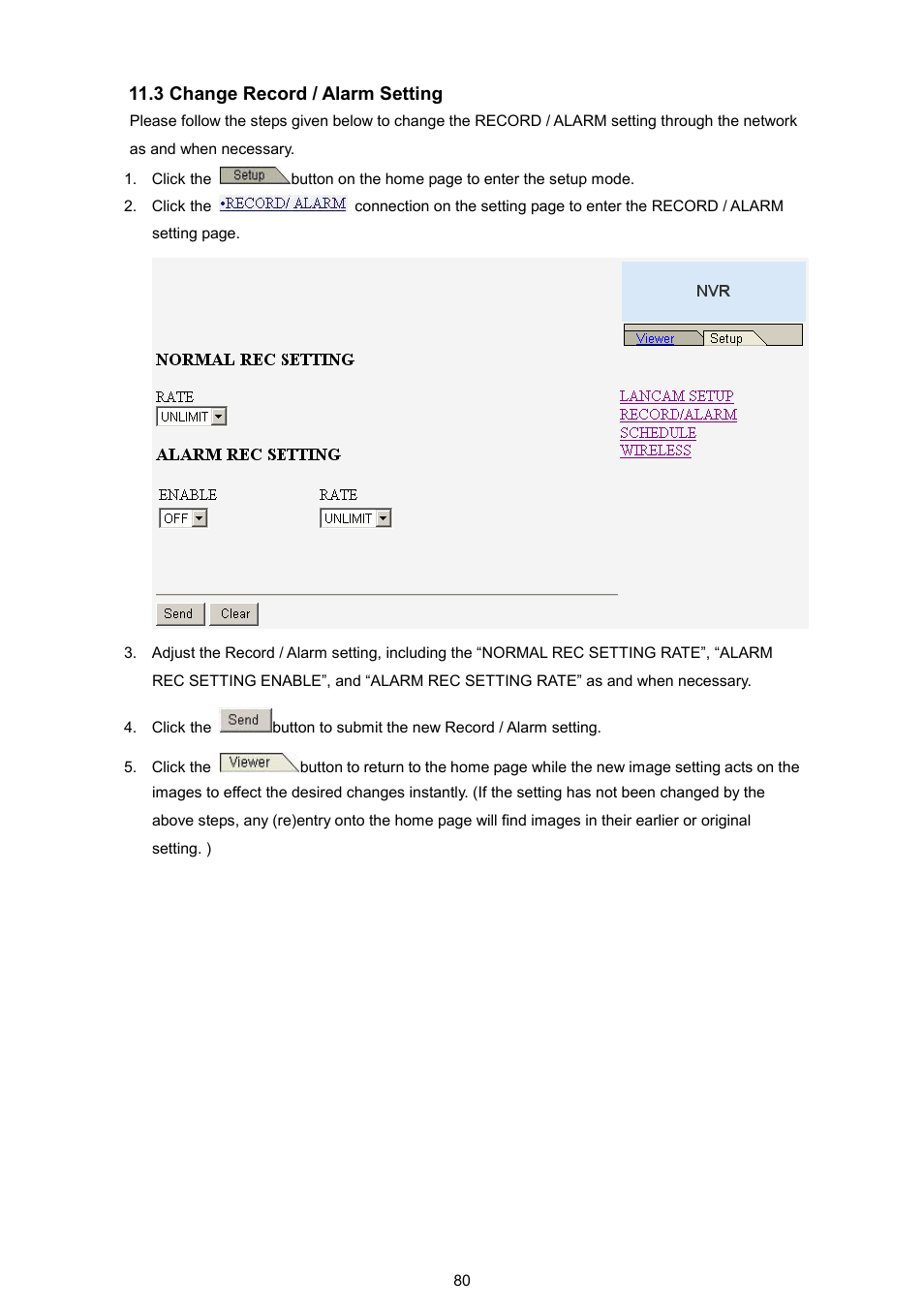 3 change record / alarm setting | Maxtor NVR-2028 User Manual | Page 82 / 91