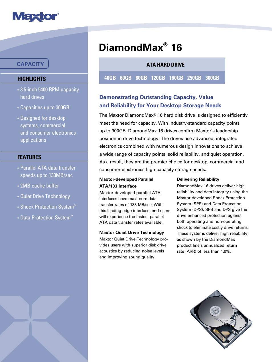 Maxtor DiamondMax 4R060L0 User Manual | 2 pages