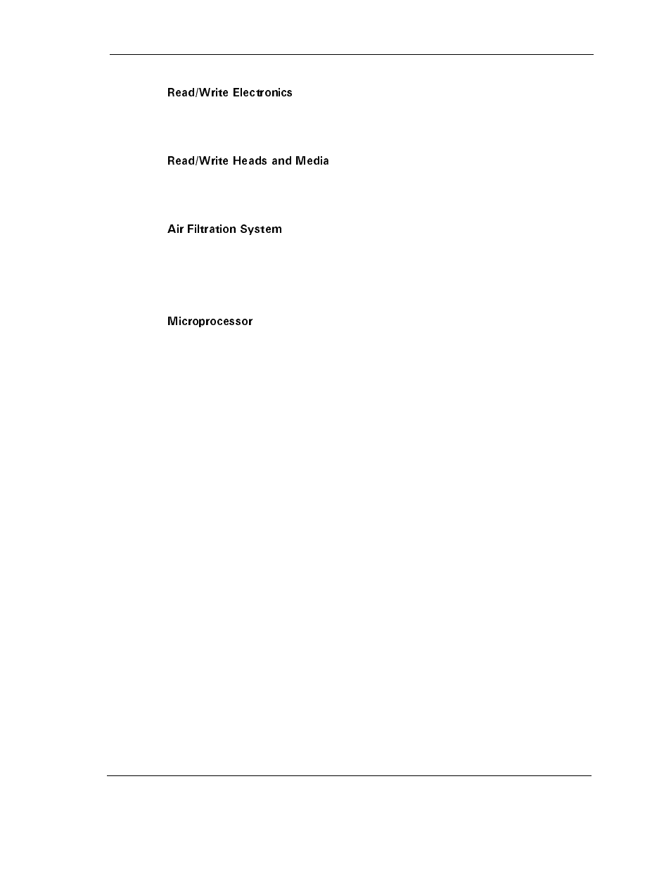 Read/write electronics, Read/write heads and media, Air filtration system | Microprocessor | Maxtor D540X-4G User Manual | Page 17 / 56