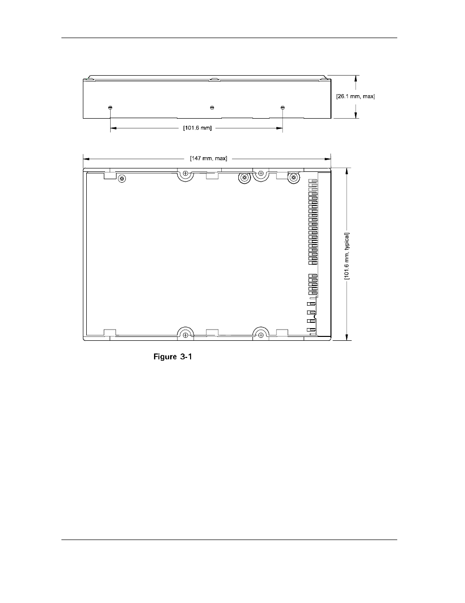 Figure 3-1 outline and mounting dimensions, Figure 3-1, Outline and mounting dimensions -4 | Maxtor D540X-4G User Manual | Page 24 / 56