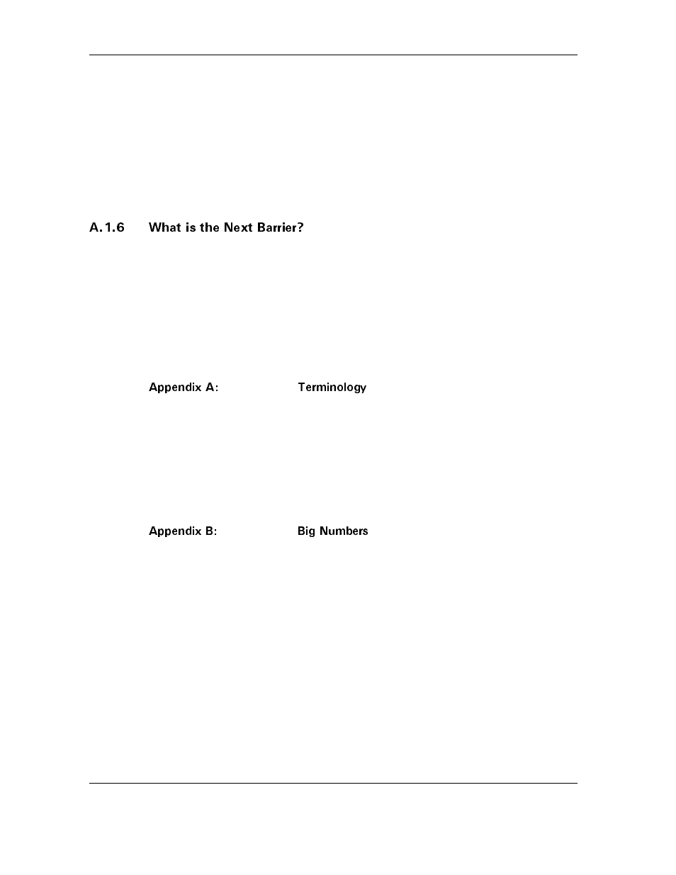 A.1.6 what is the next barrier, Appendix a: terminology, Appendix b: big numbers | Maxtor D540X-4G User Manual | Page 44 / 56