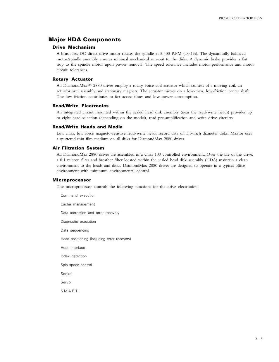 Major hda components | Maxtor DIAMONDMAX 90576D4 User Manual | Page 10 / 28