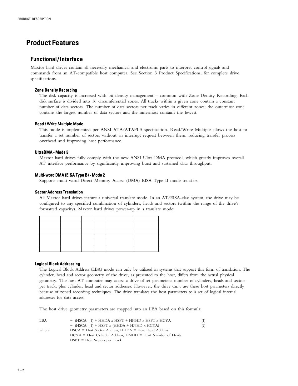 Product, Functional / interface | Maxtor 5T040H4 User Manual | Page 12 / 64