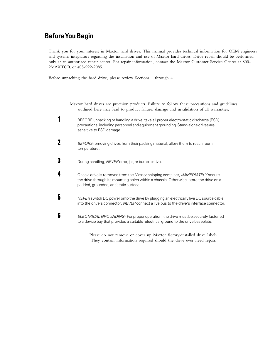 Before y | Maxtor 5T040H4 User Manual | Page 3 / 64