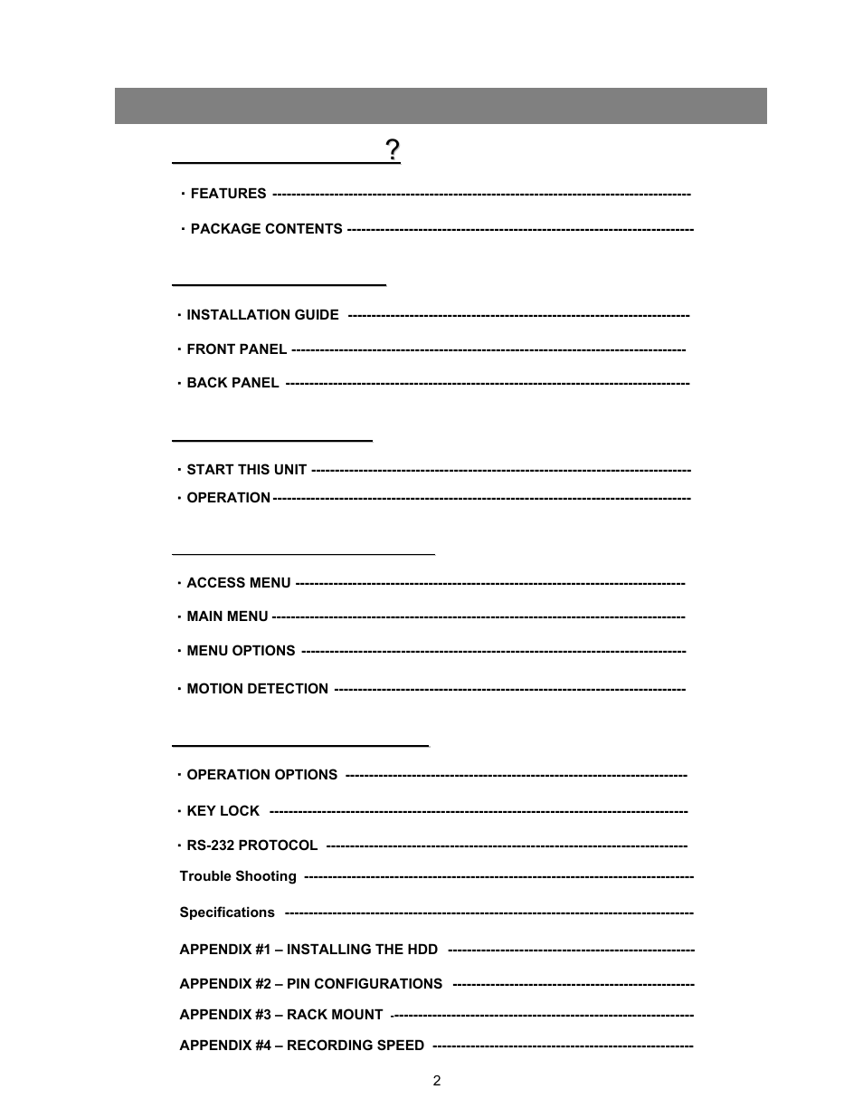 Table of contents what do you get what do you get, Before operation, Basic operation | Detailed menu setup, Advanced operation | Maxtor CDR-04S User Manual | Page 3 / 26