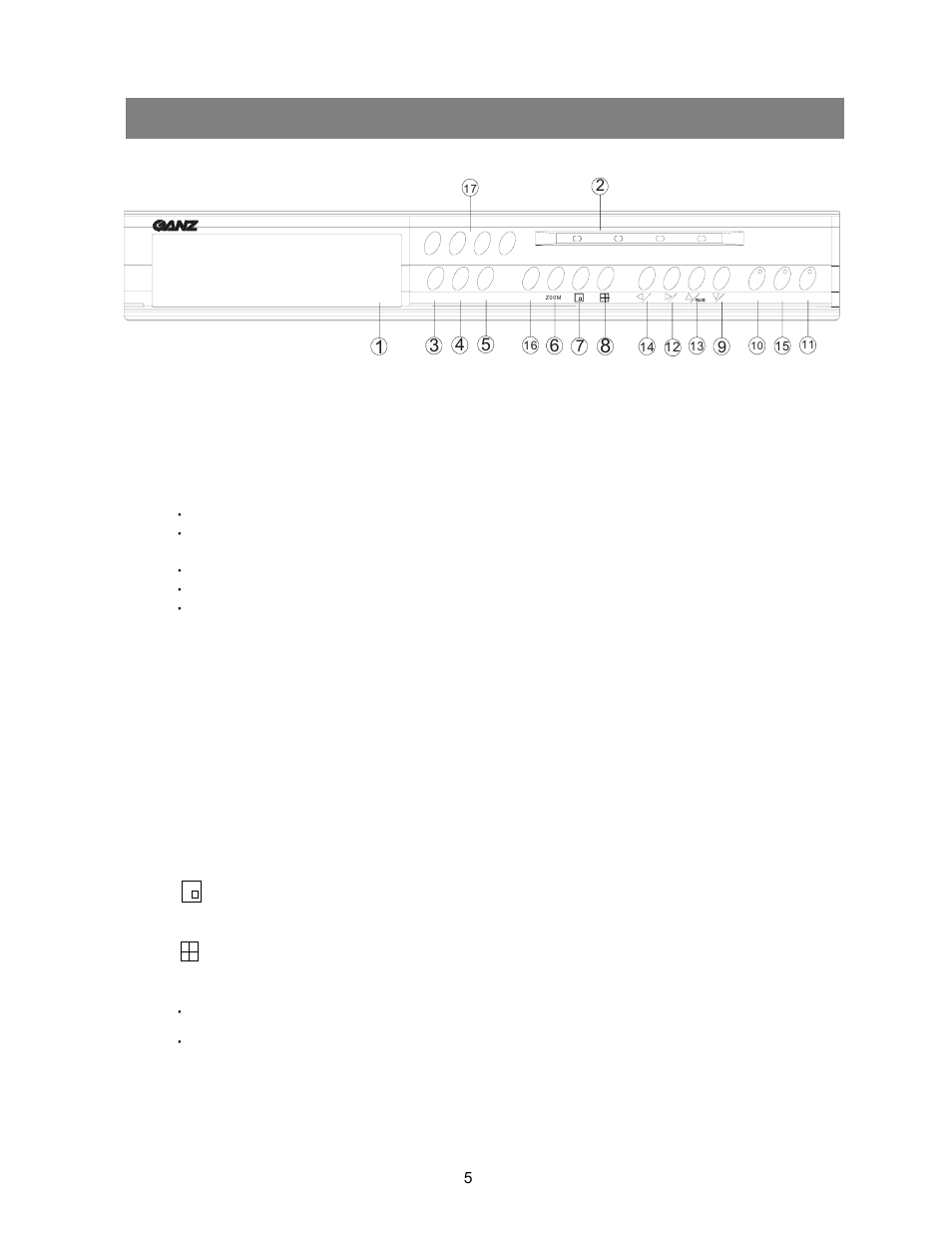 Front panel, Removable hdd cartridge, Led light | Menu, Enter, Search, Zoom, Stop / down, Play | Maxtor CDR-04S User Manual | Page 6 / 26