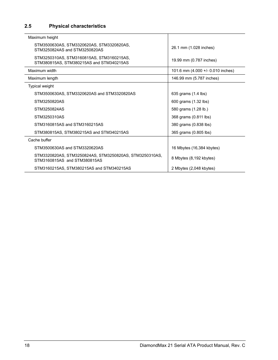 5 physical characteristics, Physical characteristics | Maxtor STM3160215AS User Manual | Page 24 / 56