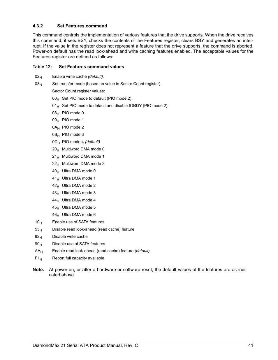 2 set features command, Set features command | Maxtor STM3160215AS User Manual | Page 47 / 56