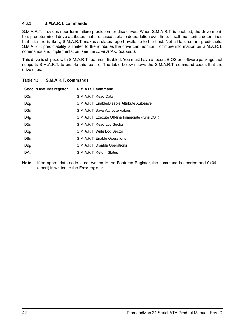 3 s.m.a.r.t. commands, S.m.a.r.t. commands | Maxtor STM3160215AS User Manual | Page 48 / 56