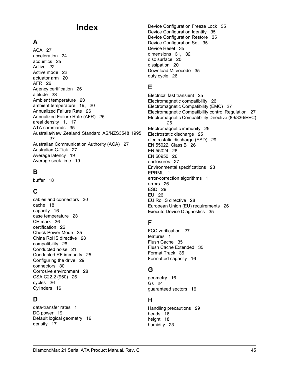 Index | Maxtor STM3160215AS User Manual | Page 51 / 56