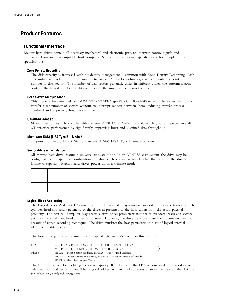 Product, Functional / interface | Maxtor 52049H3 User Manual | Page 12 / 64