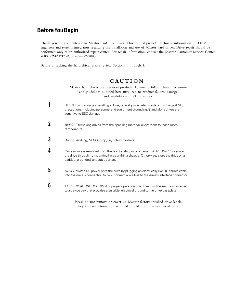 Before y | Maxtor 52049H3 User Manual | Page 3 / 64