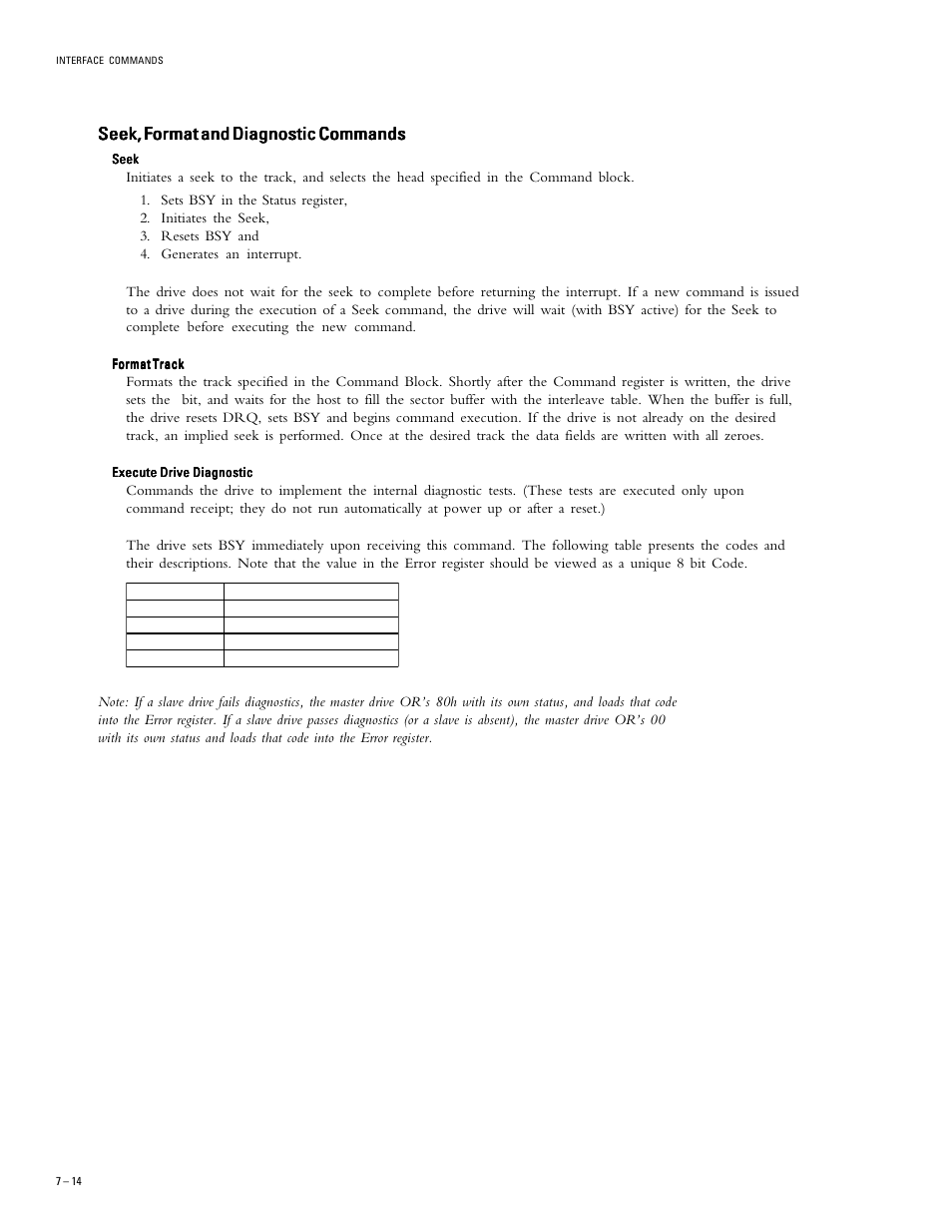 Seek, format and diagnostic commands | Maxtor 52049H3 User Manual | Page 55 / 64