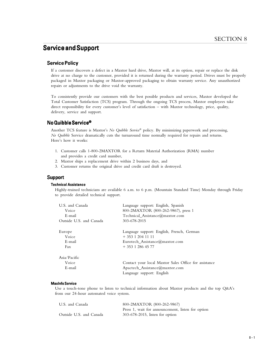 Service and support | Maxtor 52049H3 User Manual | Page 57 / 64