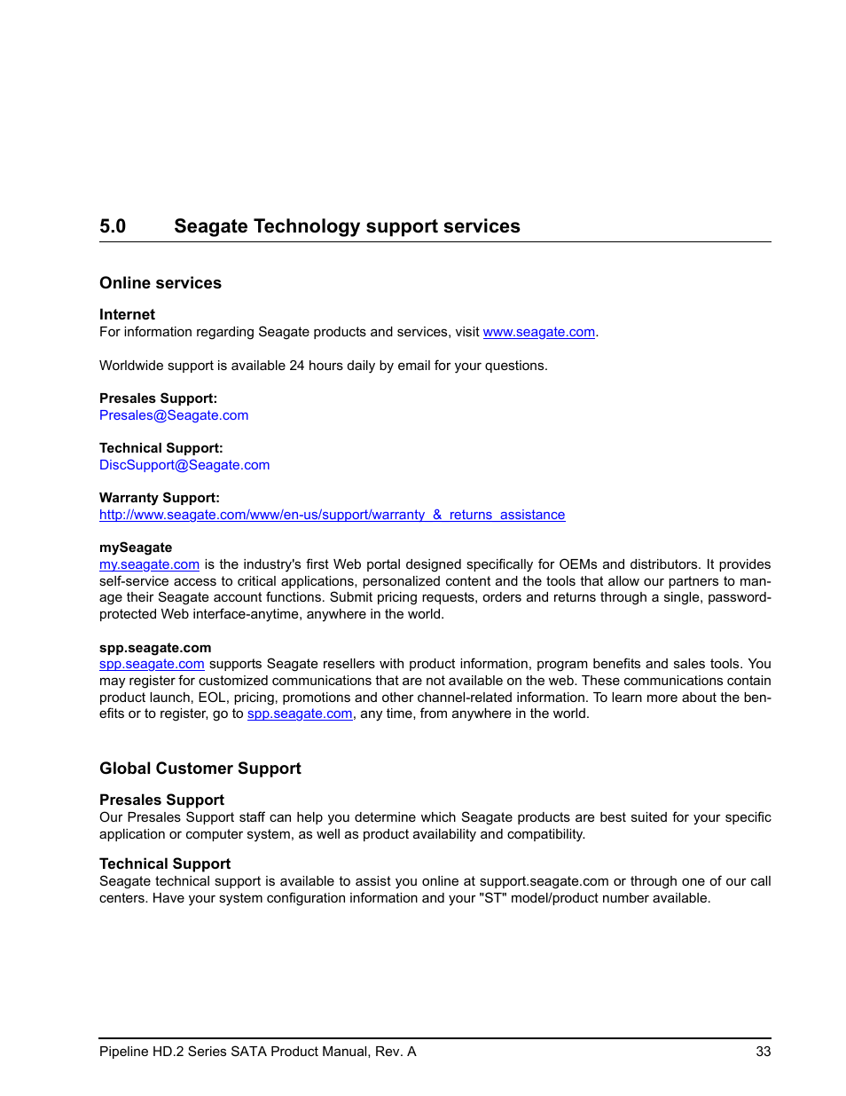 0 seagate technology support services | Maxtor Pipeline HD.2 Series SATA ST3500312CS User Manual | Page 39 / 46