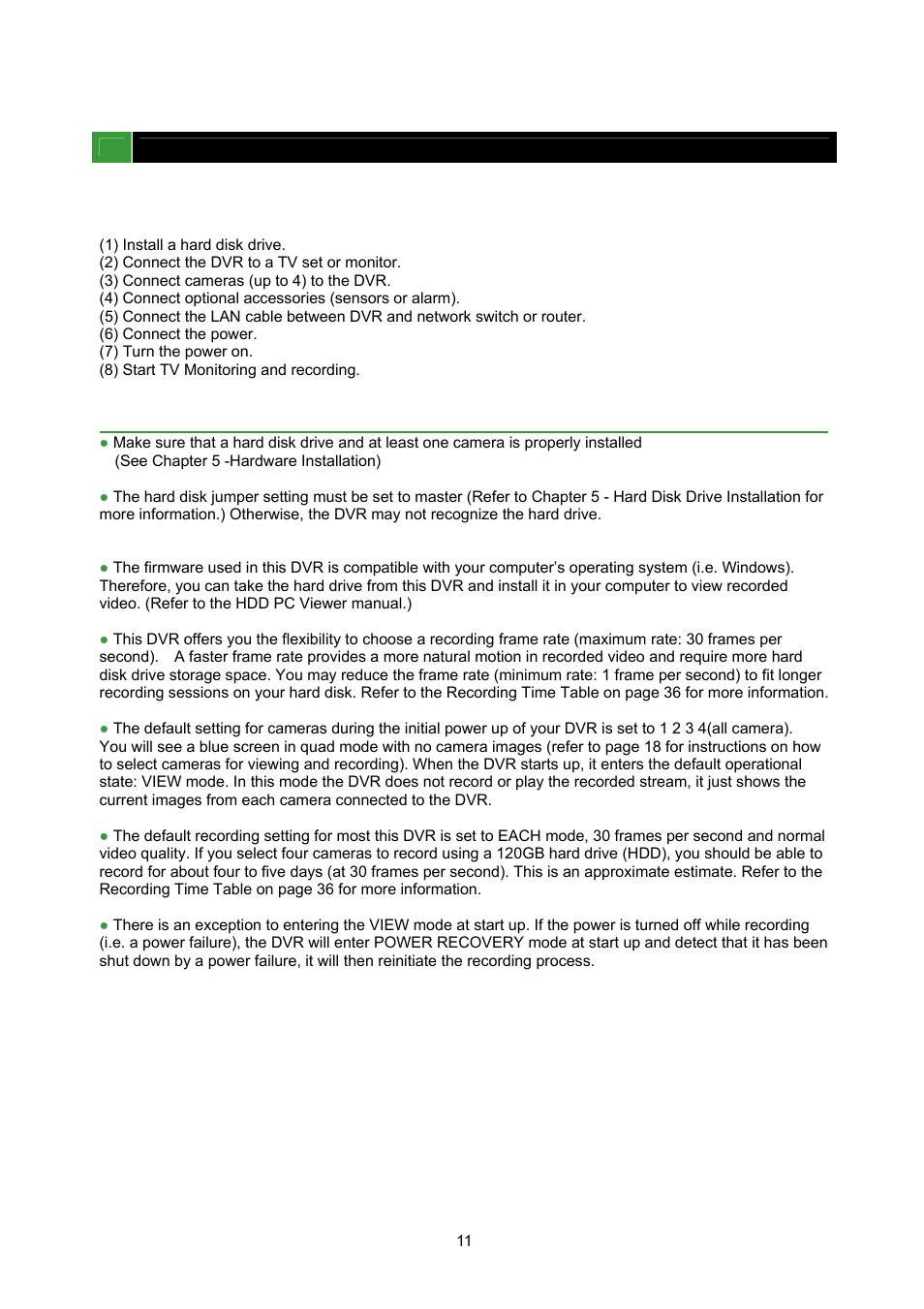 Maxtor 4-Channel DVR (Digital Video Recorder) User Manual | Page 11 / 69