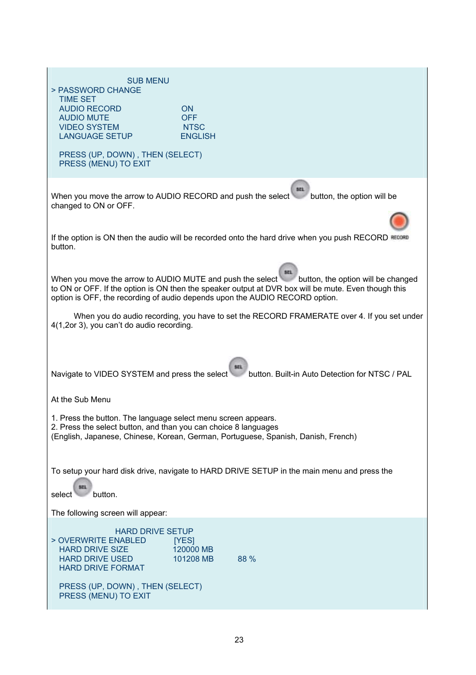 Maxtor 4-Channel DVR (Digital Video Recorder) User Manual | Page 23 / 69