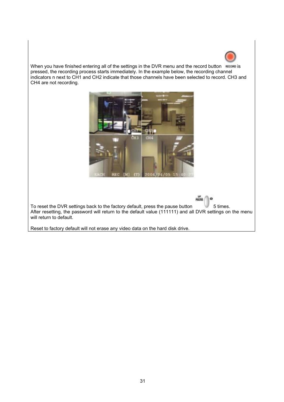 Maxtor 4-Channel DVR (Digital Video Recorder) User Manual | Page 31 / 69