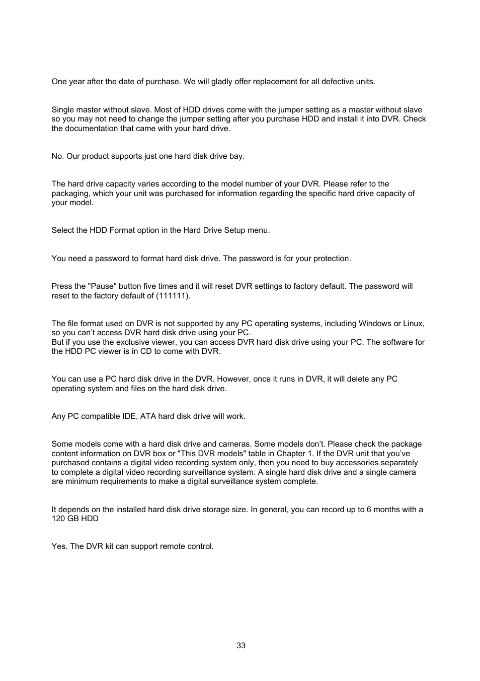 Maxtor 4-Channel DVR (Digital Video Recorder) User Manual | Page 33 / 69