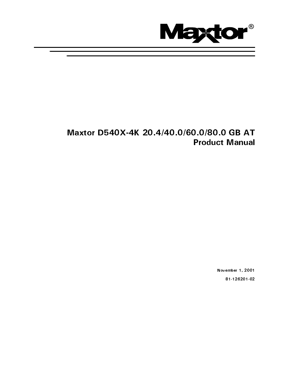 Maxtor D540X-4K User Manual | 96 pages