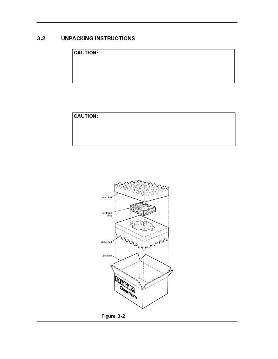 2 unpacking instructions, Figure 3-2 drive packing assembly, 2 unpacking instructions -2 | Figure 3-2, Drive packing assembly -2 | Maxtor D540X-4K User Manual | Page 20 / 96