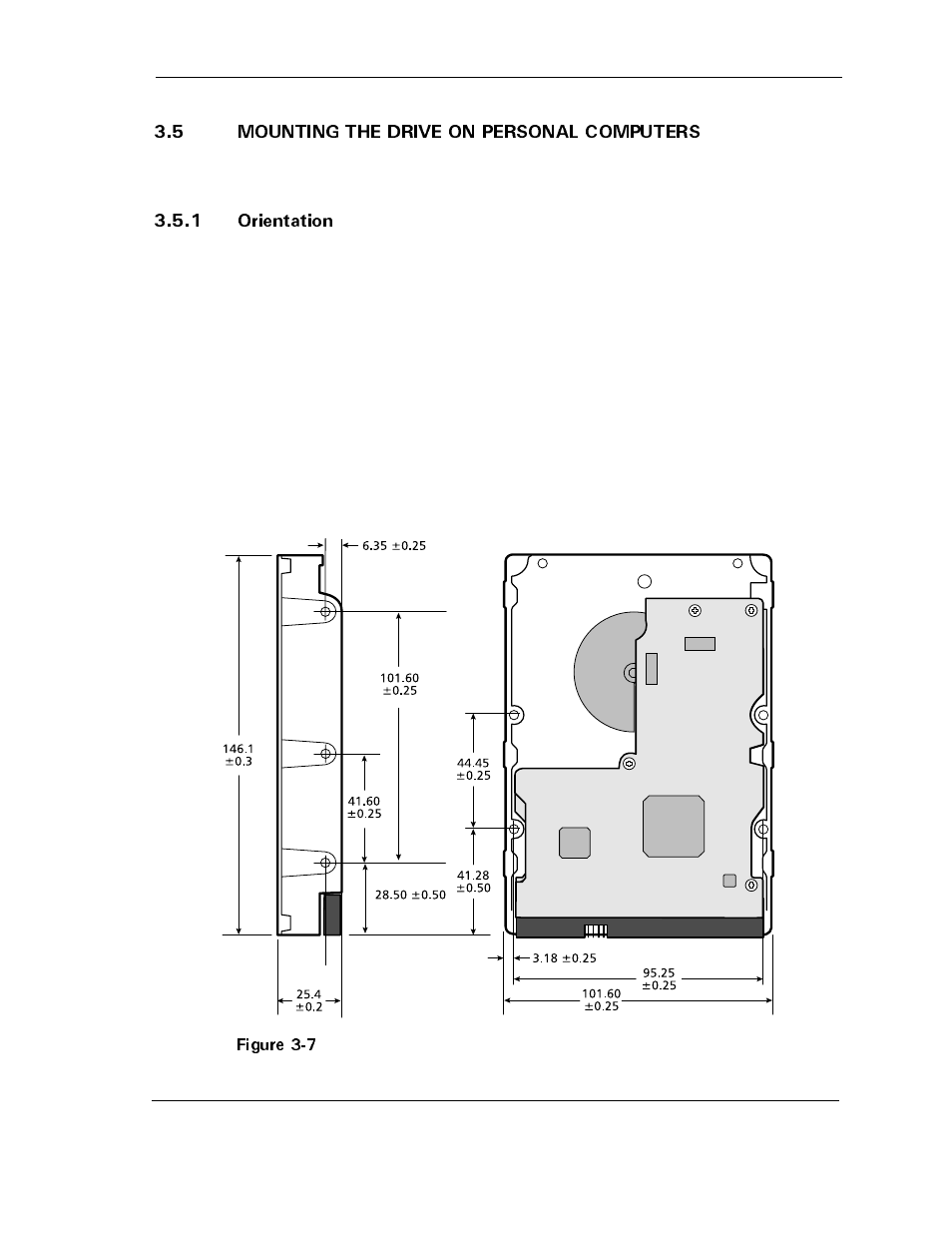 5 mounting the drive on personal computers, 1 orientation, 5 mounting the drive on personal computers -9 | 1 orientation -9, Figure 3-7 | Maxtor D540X-4K User Manual | Page 27 / 96