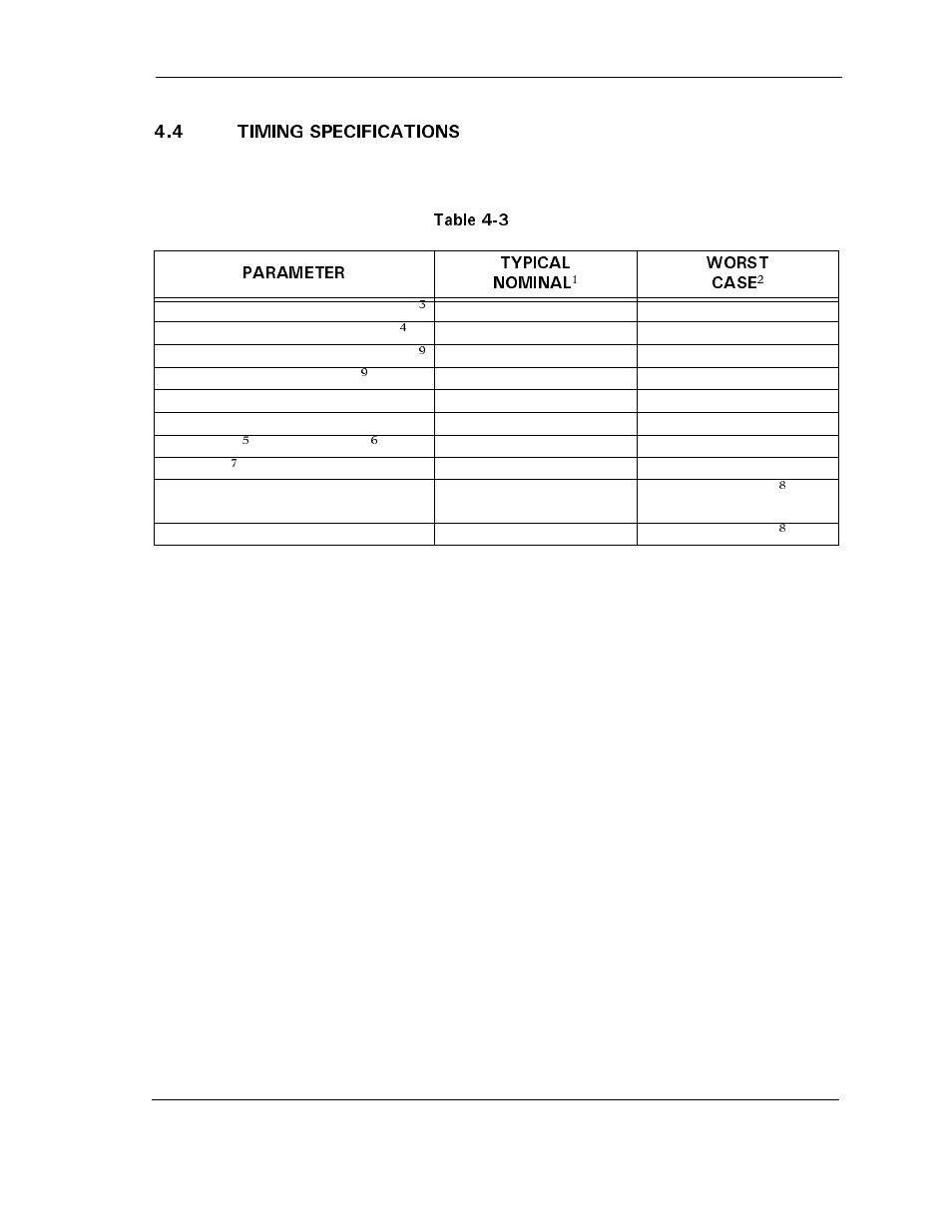 4 timing specifications, Table 4-3 timing specifications, 4 timing specifications -5 | Table 4-3, Timing specifications -5 | Maxtor D540X-4K User Manual | Page 41 / 96