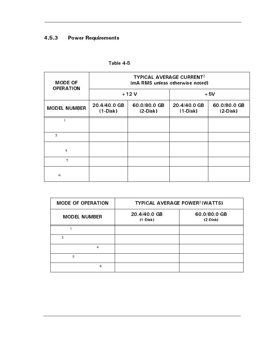 3 power requirements, Table 4-5 typical power and current consumption, 3 power requirements -7 | Table 4-5, Typical power and current consumption -7 | Maxtor D540X-4K User Manual | Page 43 / 96