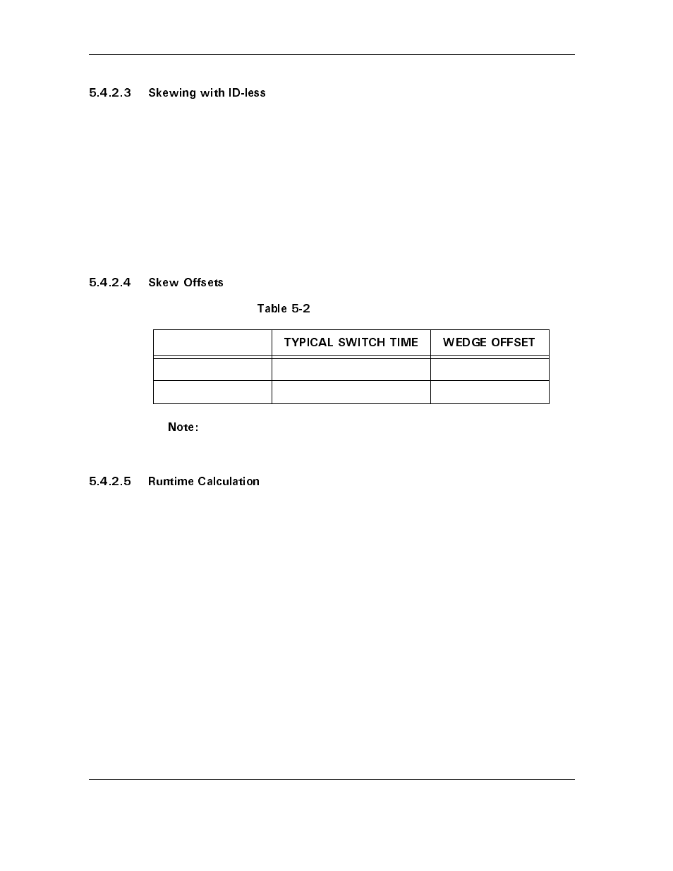3 skewing with id-less, 4 skew offsets, Table 5-2 skew offsets | 5 runtime calculation, Table 5-2, Skew offsets -13 | Maxtor D540X-4K User Manual | Page 60 / 96