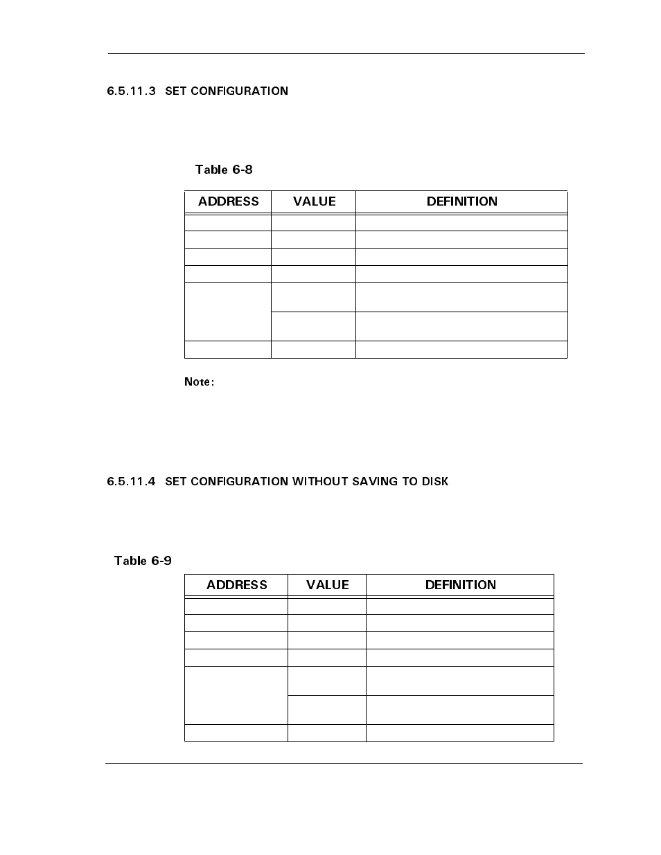 3 set configuration, Table 6-8 accessing the set configuration command, 4 set configuration without saving to disk | Table 6-8, Accessing the set configuration command -12, Table 6-9, In table 6-8 | Maxtor D540X-4K User Manual | Page 75 / 96