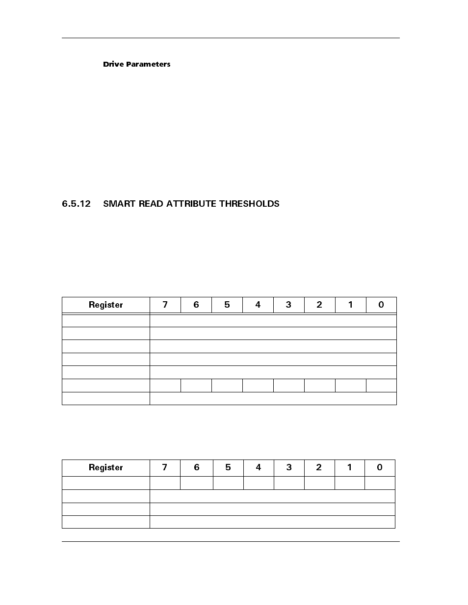 12 smart read attribute thresholds, 12 smart read attribute thresholds -15, Drive parameters | Maxtor D540X-4K User Manual | Page 78 / 96