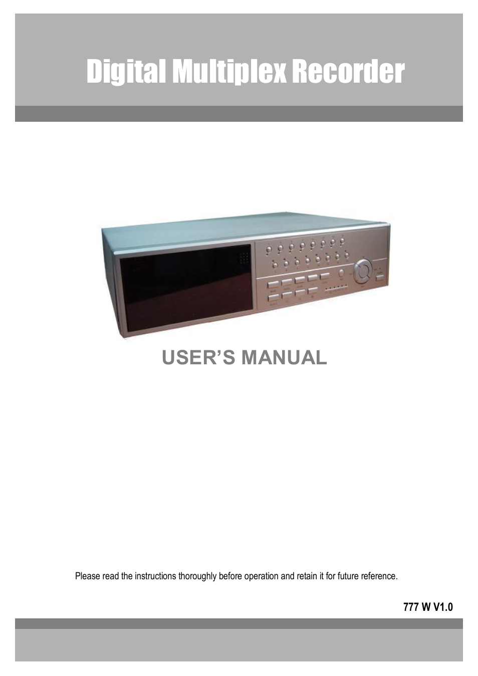 Maxtor Digital Multiplex Recorder User Manual | 54 pages