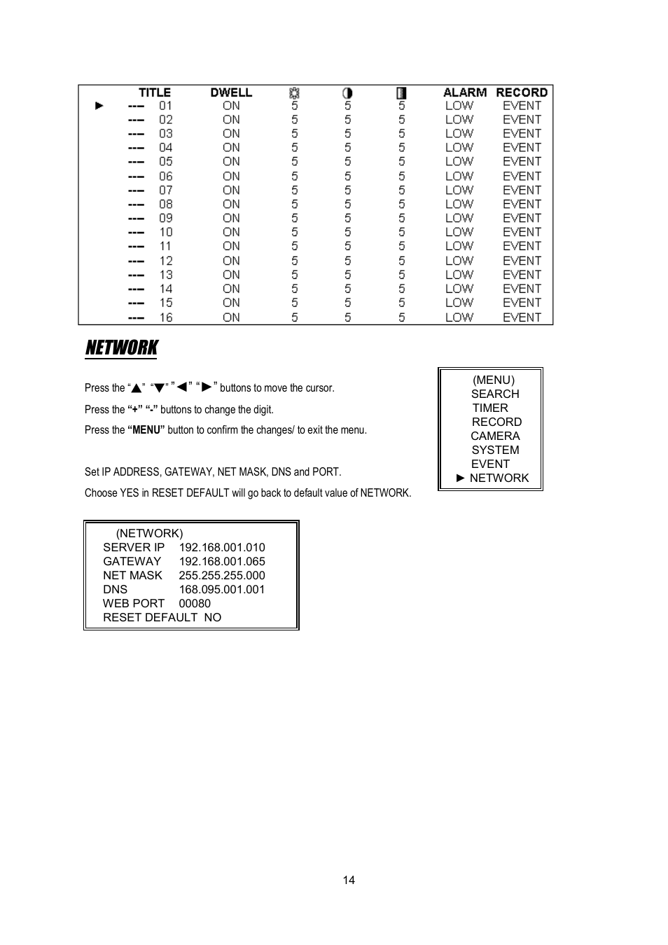 Network | Maxtor Digital Multiplex Recorder User Manual | Page 18 / 54