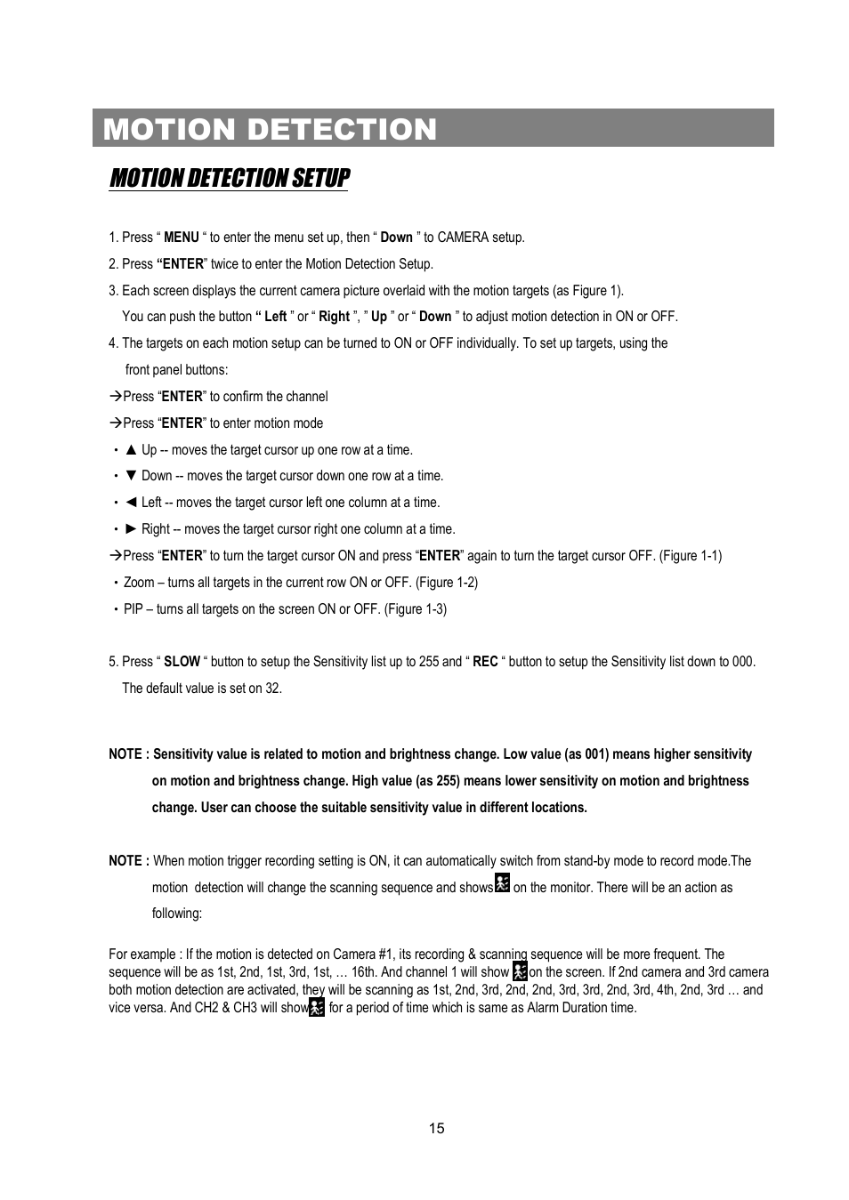 Motion detection, Motion detection setup | Maxtor Digital Multiplex Recorder User Manual | Page 19 / 54