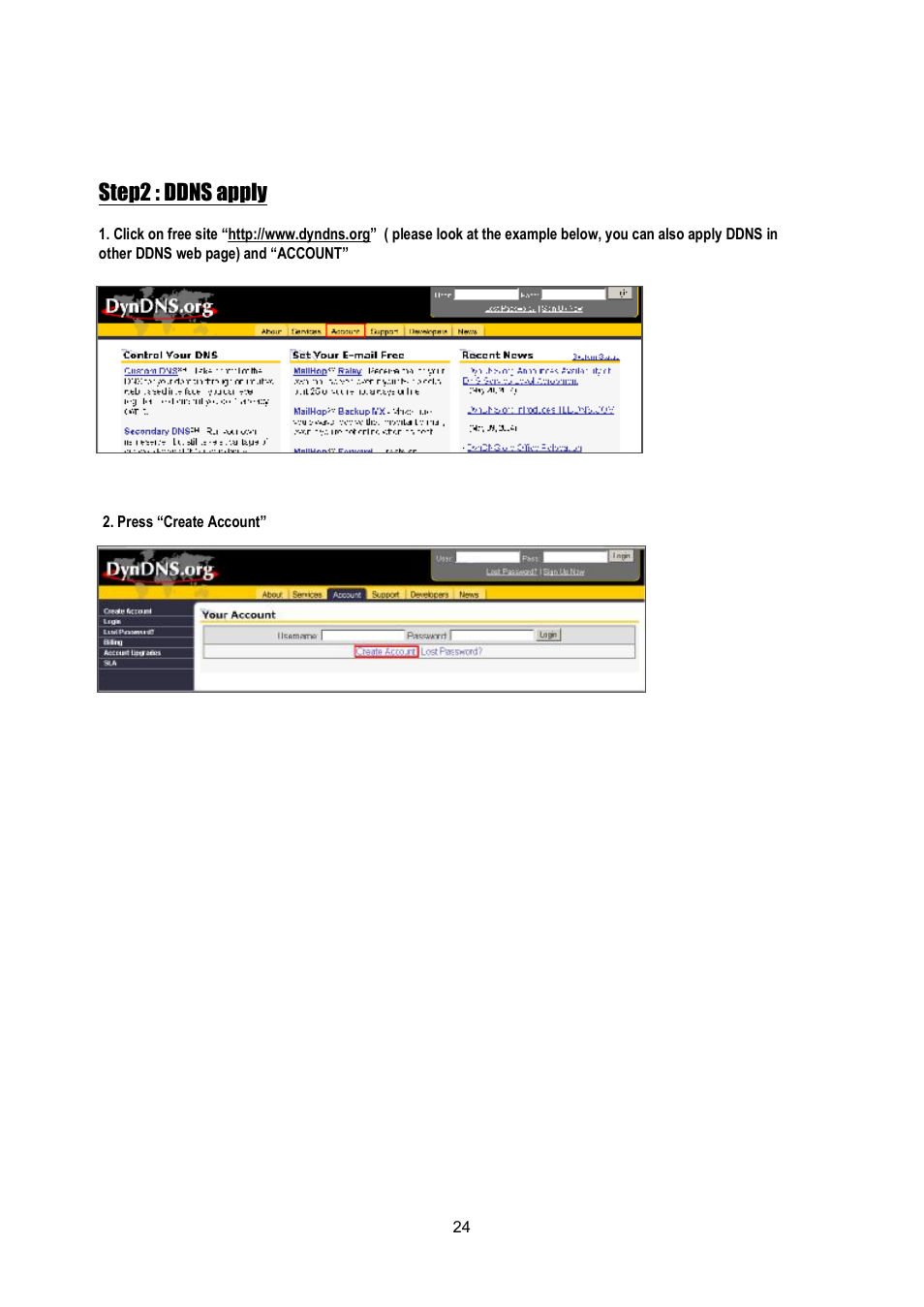 Step2 : ddns apply | Maxtor Digital Multiplex Recorder User Manual | Page 28 / 54