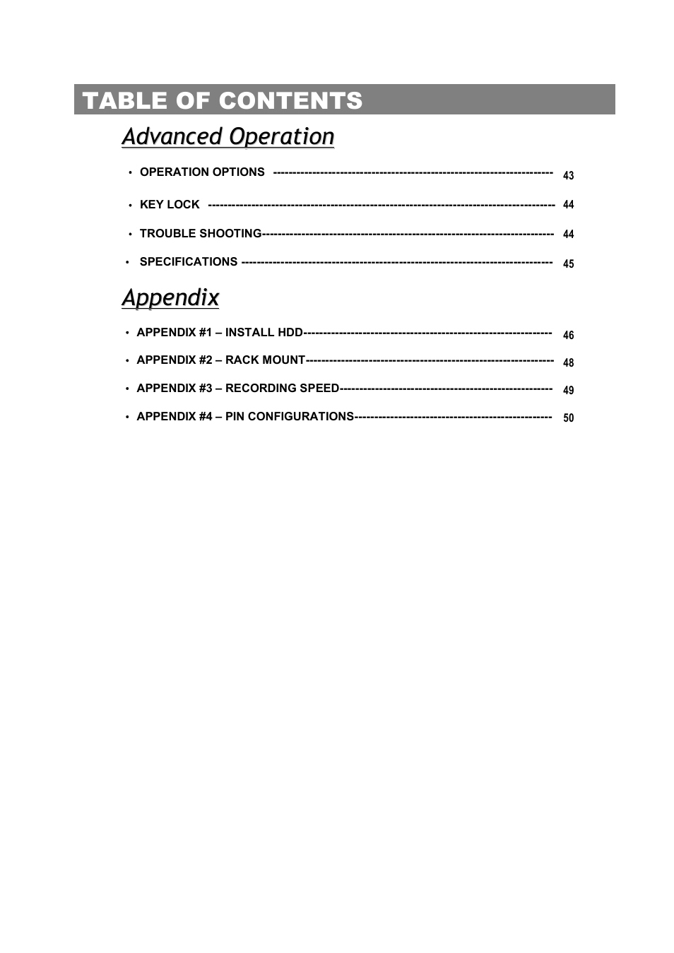 Appendix | Maxtor Digital Multiplex Recorder User Manual | Page 4 / 54