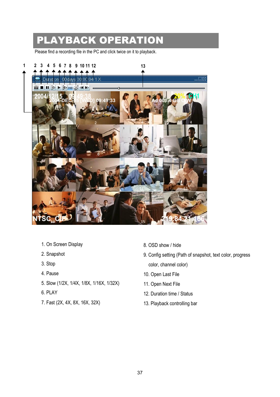 Playback operation | Maxtor Digital Multiplex Recorder User Manual | Page 41 / 54