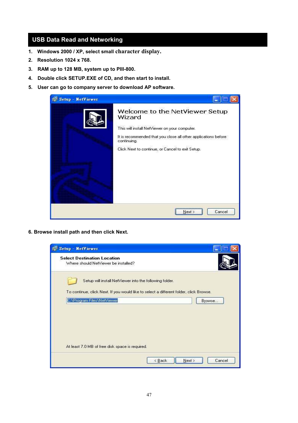 Character display, Usb data read and networking | Maxtor 1 16 Channel Digital Video Recorder User Manual | Page 47 / 67