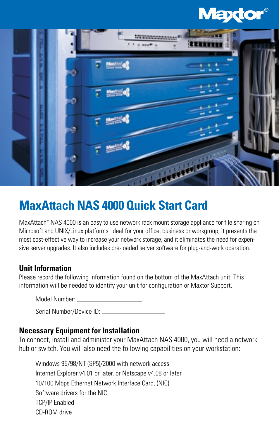 Maxtor MaxAttach NAS 4000 User Manual | 2 pages