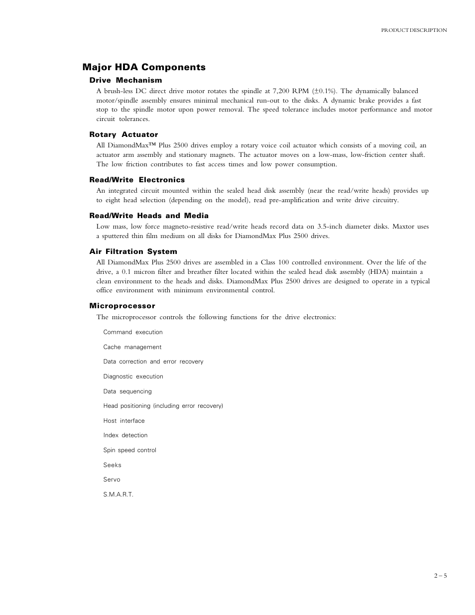 Major hda components | Maxtor DIAMONDMAX 90840D7 User Manual | Page 10 / 26