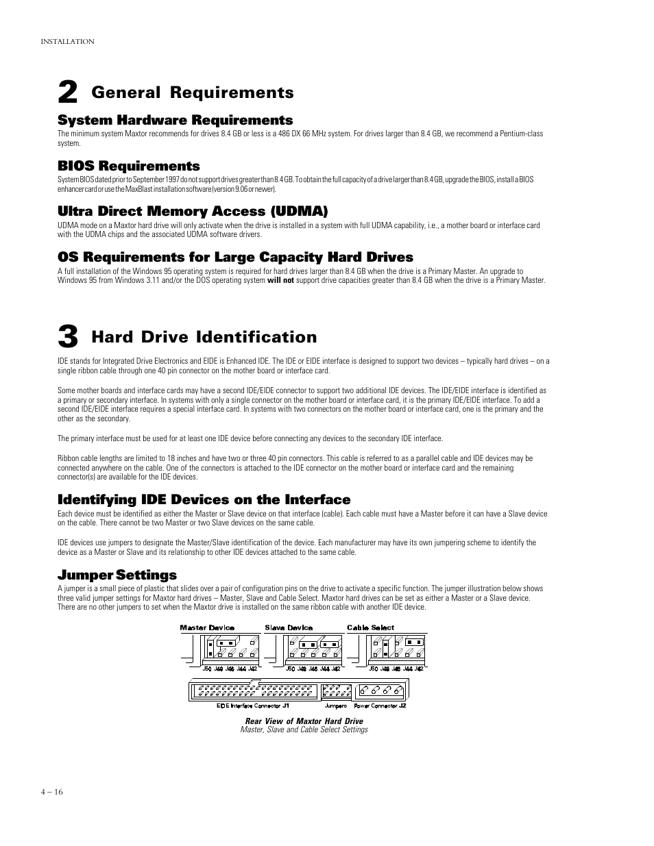 Hard drive identification, General requirements | Maxtor DIAMONDMAX 90840D7 User Manual | Page 21 / 26
